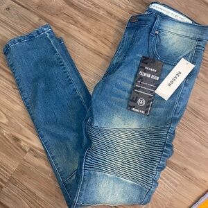 Reason Blue Skinny Moto-Style Denim